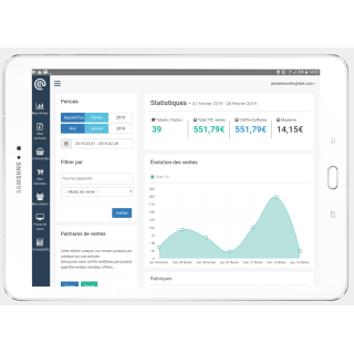 Caisse Enregistreuse Tactile NF525 Slim Double Ecran - Version FREE- Sans Abonnement